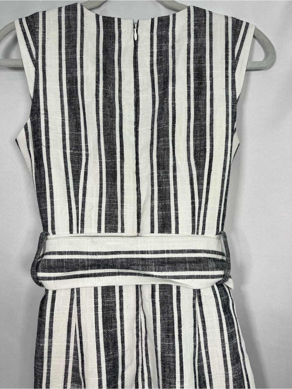 J crew striped linen blend belted fit & flare dress sz 2 coastal Americana - Picture 8 of 11
